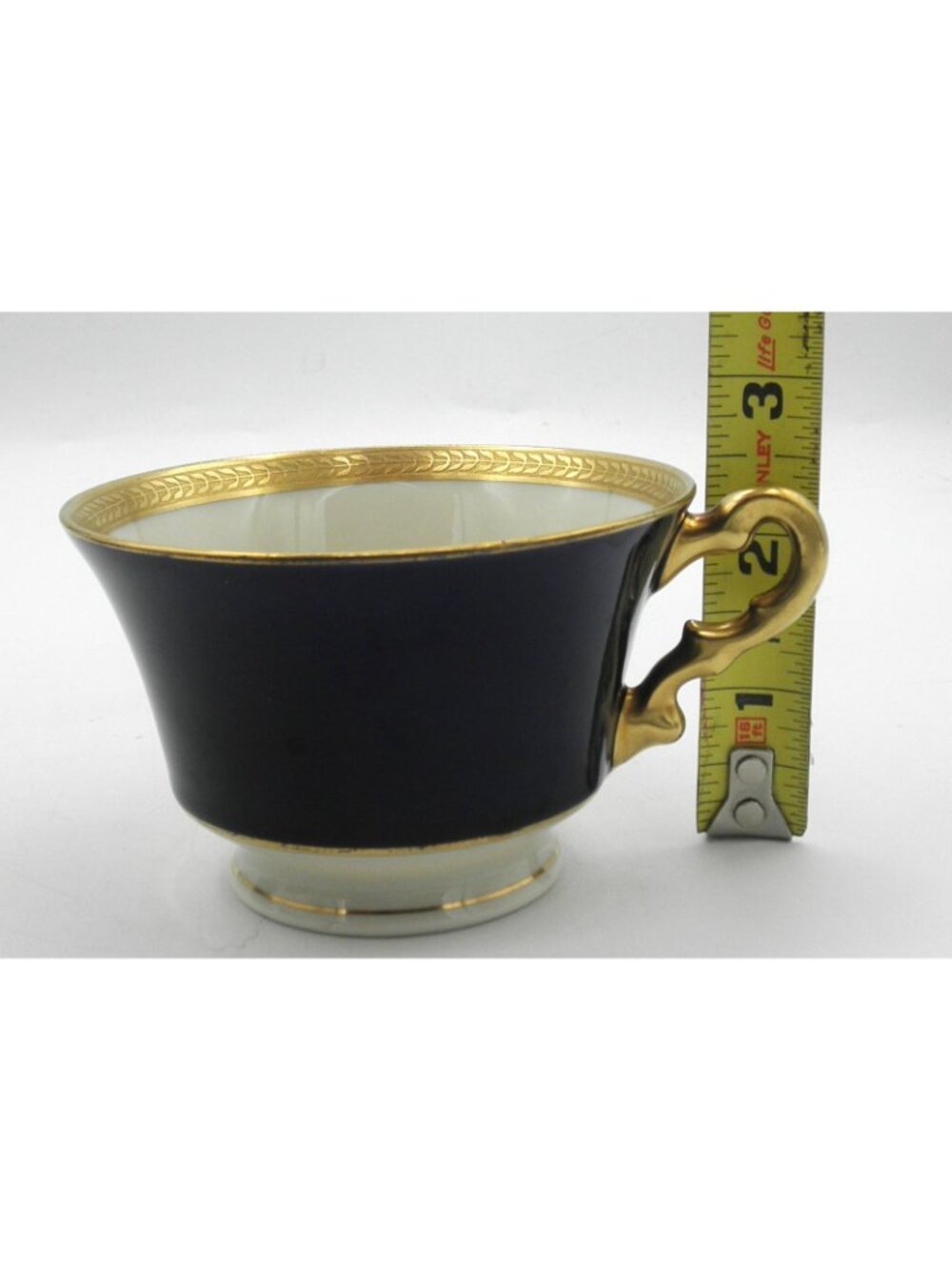 Diane Cobalt Blue Band by Syracuse Footed Cup & Saucer Set of 4 Pattern SY DIACB - Picture 5 of 13